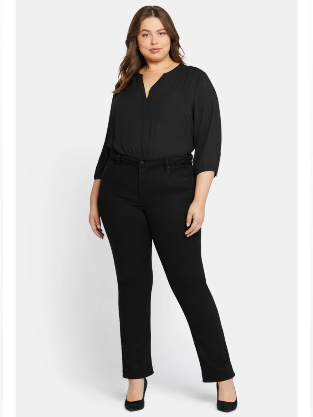 NYDJ Plus Size Black Straight Leg Jeans